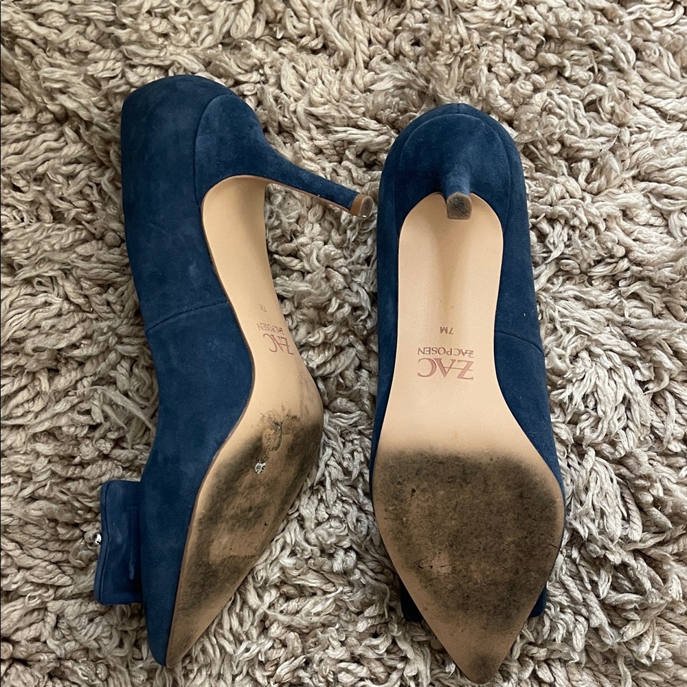 ZAC Zac Posen Dark Blue Heels with Buckle Detail - Picture 3 of 8